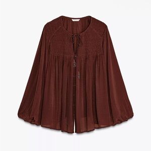 Zara GATHERED FLOWY BLOUSE